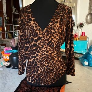 Ralph Lauren Leopard Print Wrap Blouse